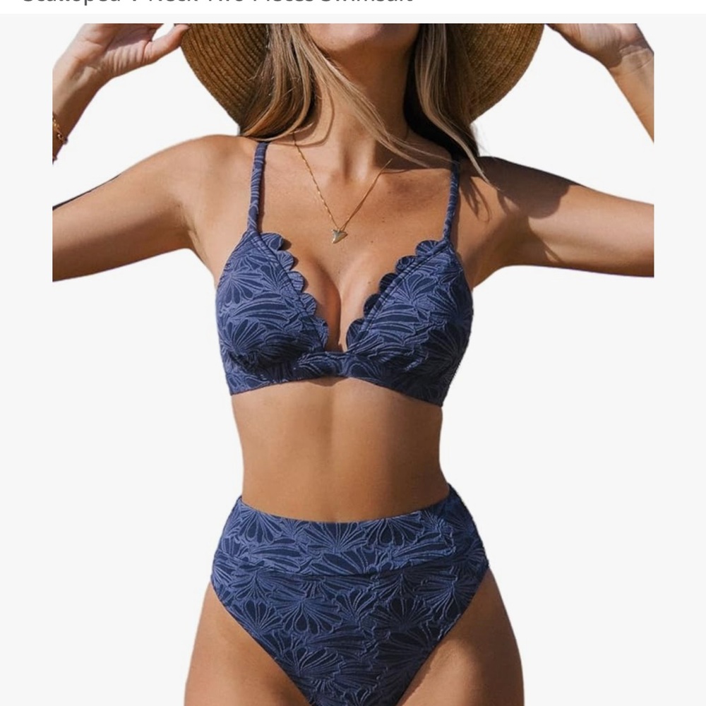 Cupshe Blue Textured Bikini